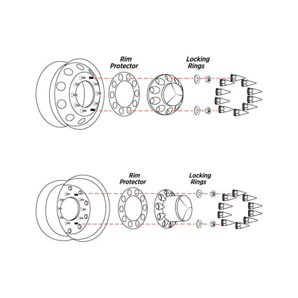 Complete Axle Cover Kit with Removable Hubcaps & 33mm Threaded Pointed Nut Covers – Pointed Hubcaps | Chrome ABS Plastic THUB-C4 - General Diesel Repair & Chrome