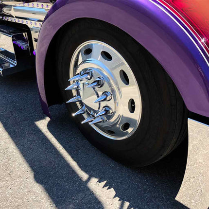 Complete Axle Cover Kit with Removable Hubcaps & 33mm Threaded Pointed Nut Covers – Pointed Hubcaps | Chrome ABS Plastic THUB-C4 - General Diesel Repair & Chrome