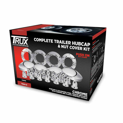 THUB-C5 Wheel Accessories - Kit - Chrome Metal Hubcap Kit for Trailers