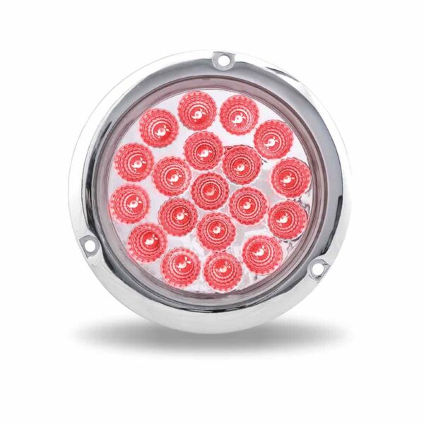4″ Red Stop, Turn & Tail to Blue Auxiliary Round Flange Mount LED Light – 19 Diodes TLED-4XRBF