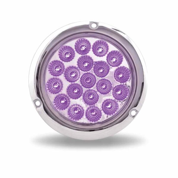 4″ Red Stop, Turn & Tail to Purple Auxiliary Round Flange Mount LED Light – 19 Diodes TLED-4XRPF