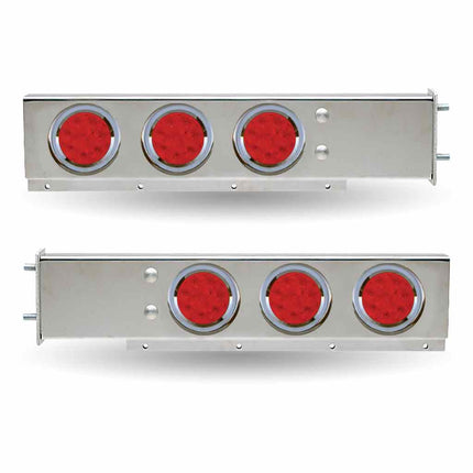 TU-9210L2 Mud Flap Hanger with Flat Top & 4 x 4" Dual Revolution, 2 x 4" Clear Red LEDs & Bezels - General Diesel Repair & Chrome