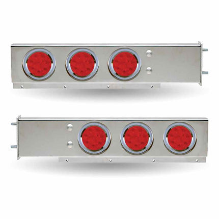 TU-9210L2 Mud Flap Hanger with Flat Top & 4 x 4" Dual Revolution, 2 x 4" Clear Red LEDs & Bezels