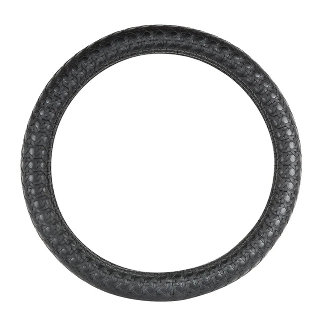 54032 18" DELUXE STEERING WHEEL CVR FULL BLACK CRISS CROSS - General Diesel Repair & Chrome