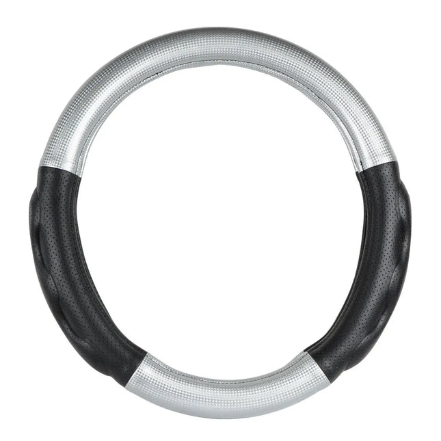 54055 18” Steering Wh. CVR. Silver Carbon w/Black Soft Pad - General Diesel Repair & Chrome