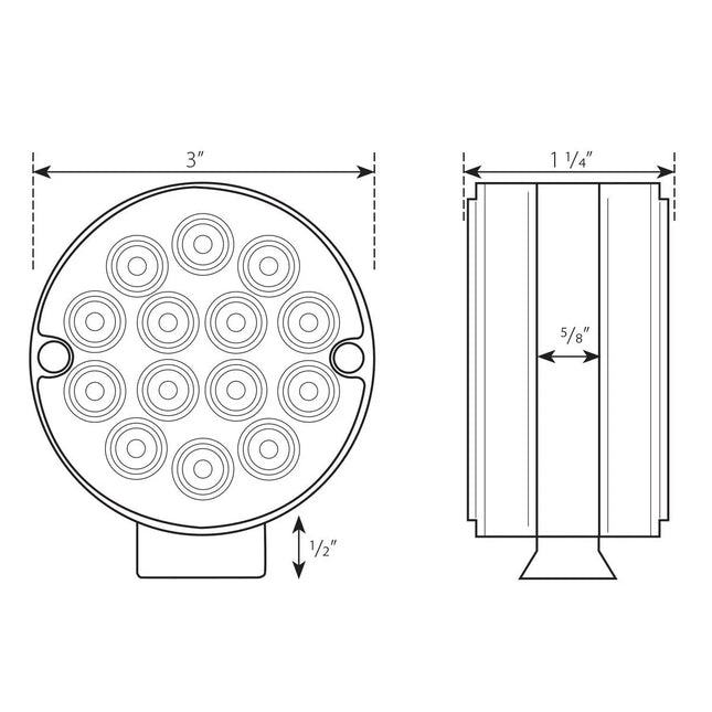 75190 3” Pearl Double Face Amber/Red LED Light, 14 LED/Side - General Diesel Repair & Chrome