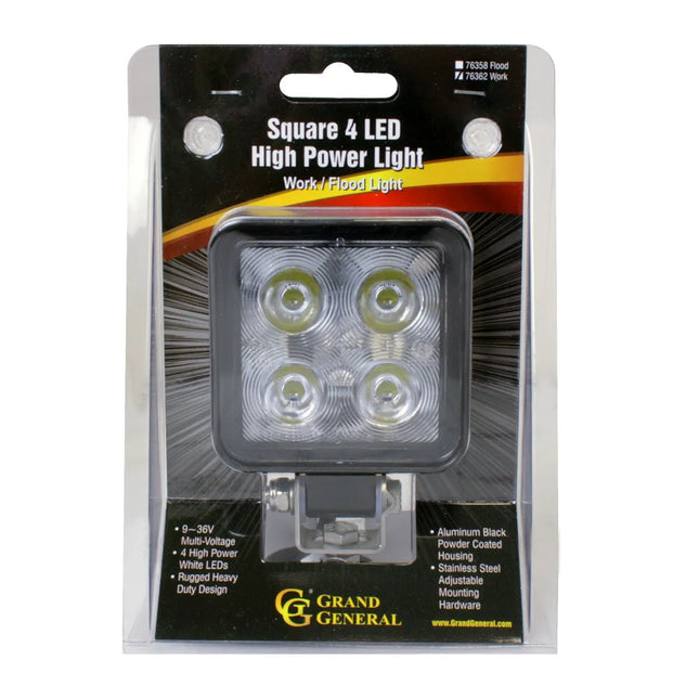 76362 Square Heavy Duty 4 LED work Light - General Diesel Repair & Chrome