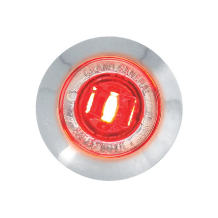 87063 1” Mi Red/Clear 1 LED Light w/Cr. Pl. Bezel