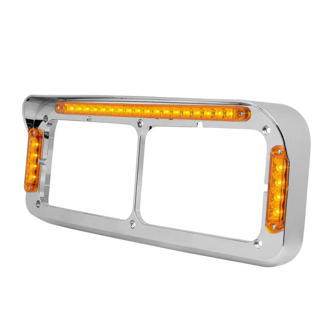 87592 CR. PL. DUAL RECT. HEADLIGHT BEZEL W/VISOR 26-LED AM/AM - General Diesel Repair & Chrome