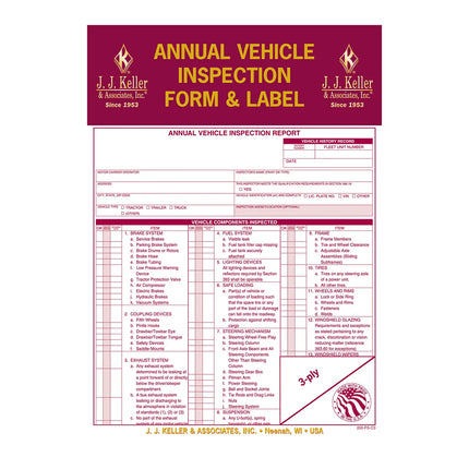 99909 ANNUAL VEHICLE INSPECTION REPORT W/ LABELS