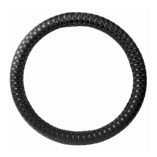 54016 18" DELUXE STEERING WHEEL CVR FULL BLACK CROSS GRIDS - General Diesel Repair & Chrome