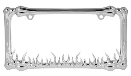 60467 CR. FLAME STYLE LICENSE PLATE FRAME, 2 HOLES