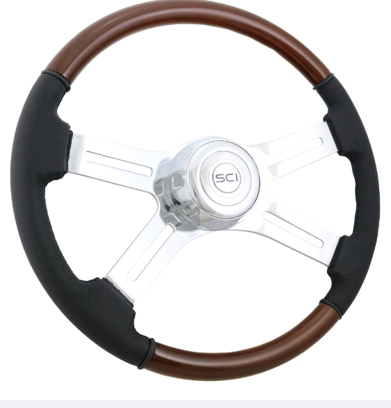 480-3003-77502 Classic Combo 18" Wood & Leather - General Diesel Repair & Chrome