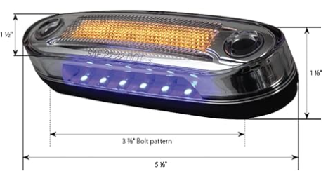 77592 5-1/8” RECT. Amber 6LED Side Marker w/Blue 6LED under glow - General Diesel Repair & Chrome