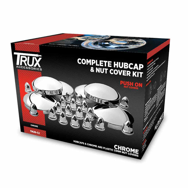 THUB-C2 Wheel Accessories - Kit - Chrome Metal Front & Rear Hubcap Kit - General Diesel Repair & Chrome