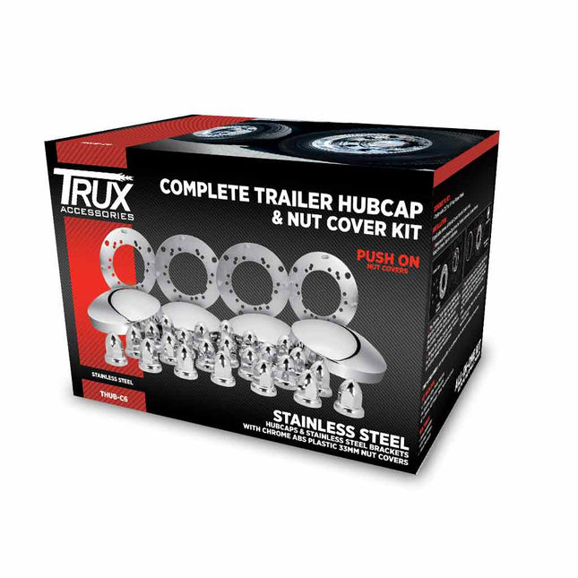 THUB-C6 Wheel Accessories - Kit - Stainless Steel Hubcap Kit for Trailers - General Diesel Repair & Chrome
