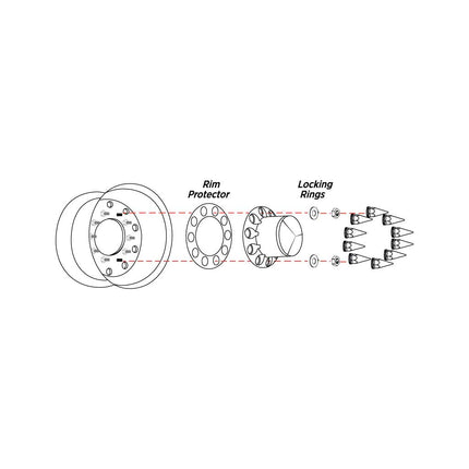 Rear Axle Cover Kit with Removable Hubcap & 33mm Threaded Nut Covers – Pointed Hubcap | Chrome ABS Plastic THUB-RP33P - General Diesel Repair & Chrome