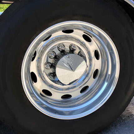 Rear Axle Cover Kit with Removable Hubcap & 33mm Threaded Nut Covers – Pointed Hubcap | Chrome ABS Plastic THUB-RP33P - General Diesel Repair & Chrome