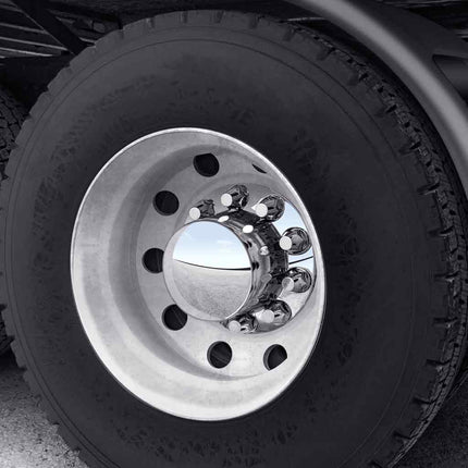 Rear Axle Cover Kit with Removable Hubcap & 33mm Threaded Nut Covers – Dome Hubcap | Chrome ABS Plastic THUB-RP33 - General Diesel Repair & Chrome