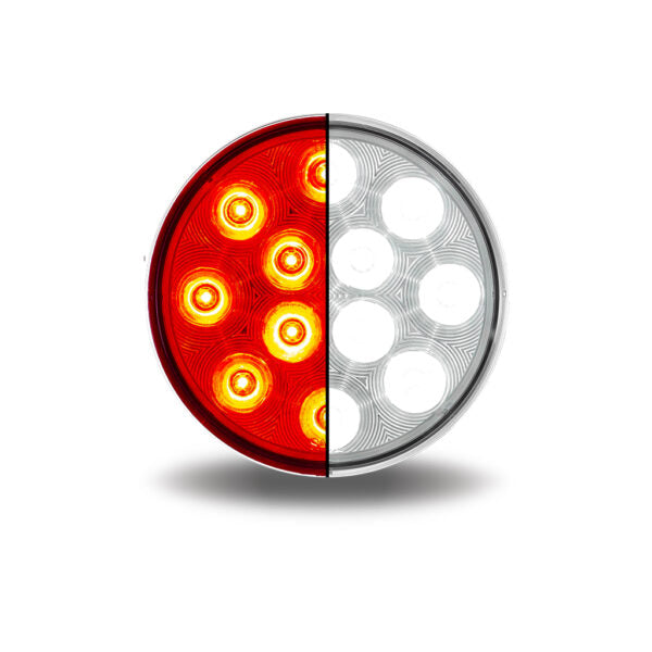 4″ Red Stop, Turn & Tail To White Back Up Round LED Light – 12 Diodes TLED-412X - General Diesel Repair & Chrome