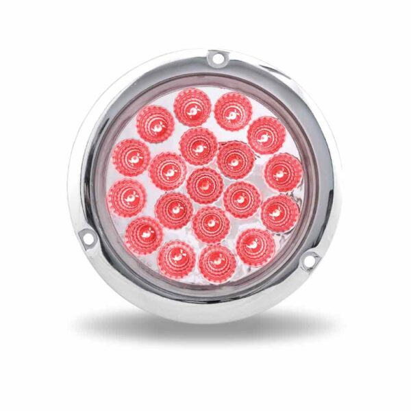 4″ Red Stop, Turn & Tail to White Back Up Round Flange Mount LED Light – 19 Diodes TLED-4X40F
