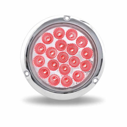 4″ Red Stop, Turn & Tail to Green Auxiliary Round Flange Mount LED Light – 19 Diodes TLED-4XRGF
