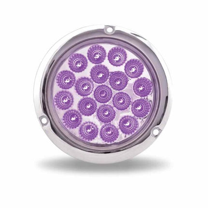 4″ Red Stop, Turn & Tail to Purple Auxiliary Round Flange Mount LED Light – 19 Diodes TLED-4XRPF
