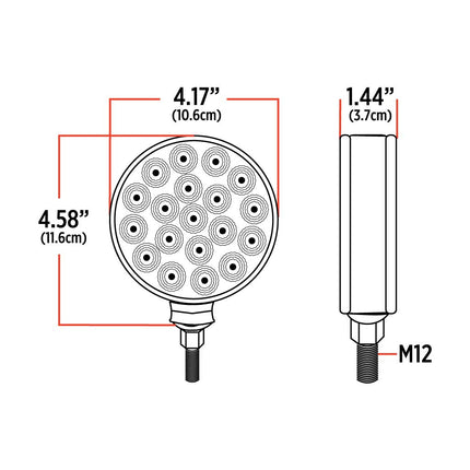 Amber/Red Turn & Marker Double Face Round Reflector LED Light – 38 Diodes TLED-DFC3 - General Diesel Repair & Chrome
