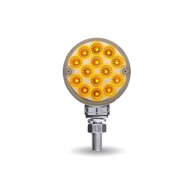 Amber/Red Turn & Marker to Red Auxiliary 3″ Mini Double Face Round Light with Reflector LEDs – 28 Diodes TLED-DL3XR