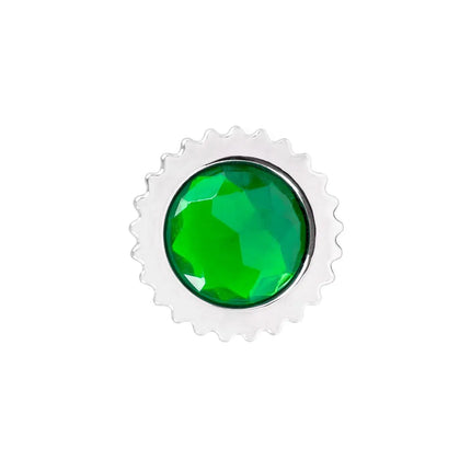 10378 Cr. Pl. 33MM x4”H Screw-on Bullet Flat Cover w/Green Jewel