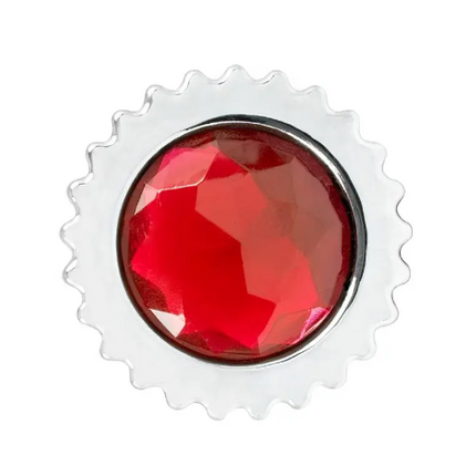 10380 Cr. Pl. 33MM x4”H Screw-on Bullet Flat Cover w/RED Jewel