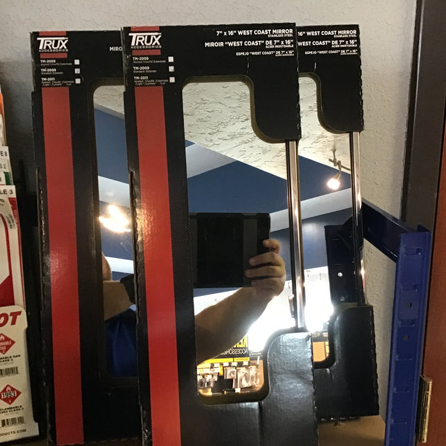 TM-2009	7" X 16" WESTCOAST STAINLESS STEEL MIRROR - NO HEAT, NO LIGHT - General Diesel Repair & Chrome